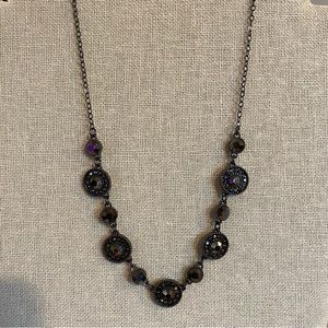 Liz Claiborne Necklace, gunmetal with hematite crystals